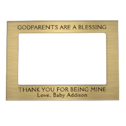 Any Text Godparents Thank You Black &amp; Faux Gold Magnetic Frame
