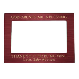 Any Text Godparents Thank You Burgundy Red &amp; Gold  Magnetic Frame