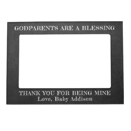 Any Text Godparents Thank You Faux Chalkboard Magnetic Frame
