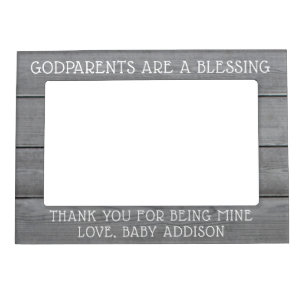Any Text Godparents Thank You Picture Faux Wood Magnetic Frame