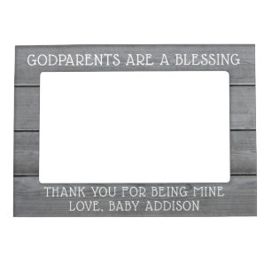 Any Text Godparents Thank You Picture Faux Wood Magnetic Frame