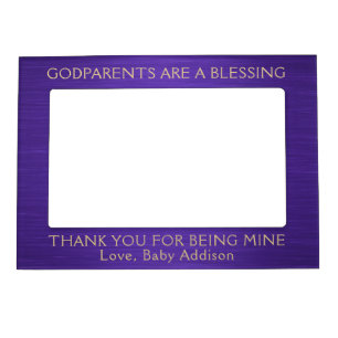 Any Text Godparents Thank You Picture Purple Gold Magnetic Frame