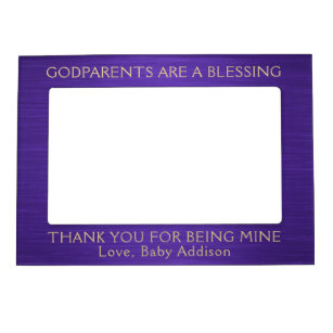 Any Text Godparents Thank You Picture Purple Gold Magnetic Frame