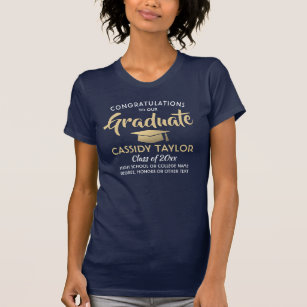 Any Text Graduate Congratulations Navy Gold White T-Shirt