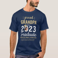 Any Text & Graduate Photo Navy Gold Proud Grandpa