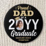 Any Text & Graduate Photo Proud Dad Black and Gold Button
