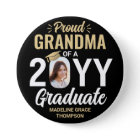 Any Text & Graduate Photo Proud Grandma Black Gold