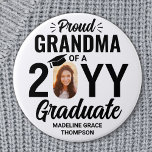 Any Text Graduate Photo Proud Grandma Black White Button<br><div class="desc">Show your pride for the graduate with a stylish personalized photo graduation button. (IMAGE PLACEMENT TIP: An easy way to center a photo exactly how you want is to crop it before uploading to the Zazzle website.) Picture and all text on this template are simple to customize including "Proud Grandma."...</div>