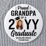 Any Text Graduate Photo Proud Grandpa Black White Button<br><div class="desc">Show your pride for the graduate with a stylish personalized photo graduation button. (IMAGE PLACEMENT TIP: An easy way to center a photo exactly how you want is to crop it before uploading to the Zazzle website.) Picture and all text on this template are simple to customize including "Proud Grandpa."...</div>
