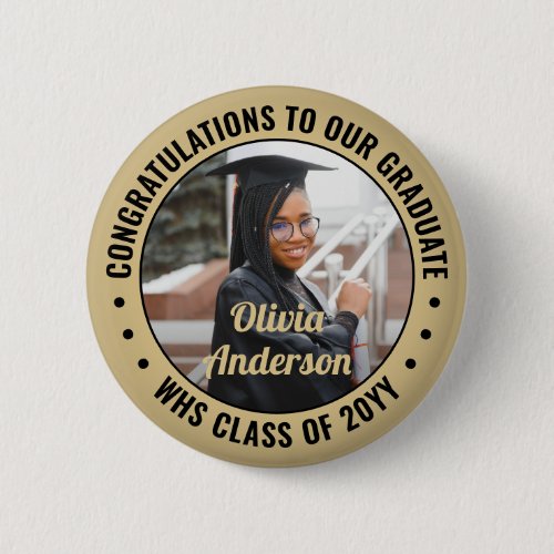 Any Text Graduation Photo Congrats Black and Gold