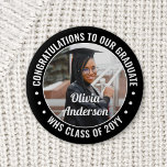 Any Text Graduation Photo Congrats Black and White Button<br><div class="desc">Say congratulations and show your pride for the graduate with cool customized photo buttons / badges. (IMAGE PLACEMENT TIP: An easy way to center a photo exactly how you want is to crop it before uploading to the Zazzle website.) All text is simple to personalize with name, class year, school,...</div>
