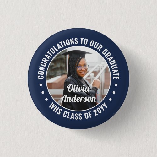 Any Text Graduation Photo Congrats Navy Blue White