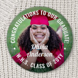 Any Text Graduation Photo Congratulations Modern Button<br><div class="desc">Say congratulations and show your pride for the graduate with cool customized photo buttons / badges. (IMAGE PLACEMENT TIP: An easy way to center a photo exactly how you want is to crop it before uploading to the Zazzle website.) All text is simple to personalize with name, class year, school,...</div>