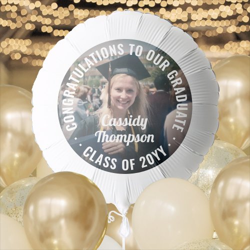 Any Text Graduation Photo Simple Modern Congrats Balloon