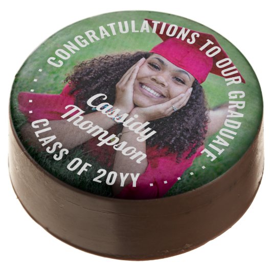 Any Text Graduation Photo Simple Modern Congrats Chocolate Covered Oreo (Angled)
