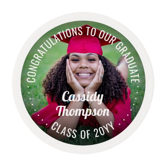 Any Text Graduation Photo Simple Modern Congrats Edible Frosting Rounds (Front)