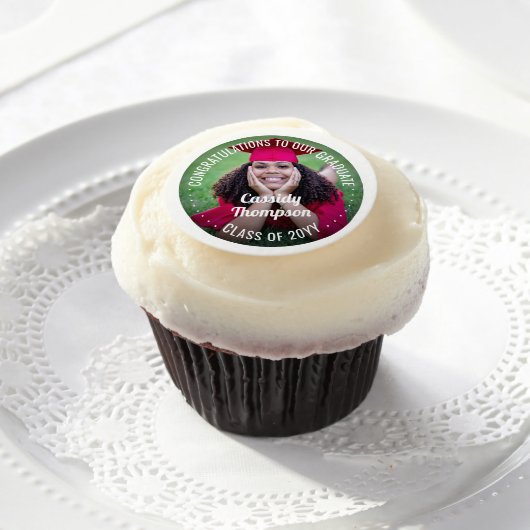 Any Text Graduation Photo Simple Modern Congrats Edible Frosting Rounds (Cupcake)
