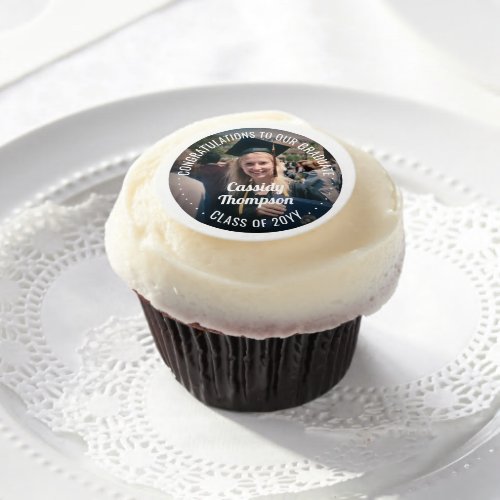 Any Text Graduation Photo Simple Modern Congrats Edible Frosting Rounds