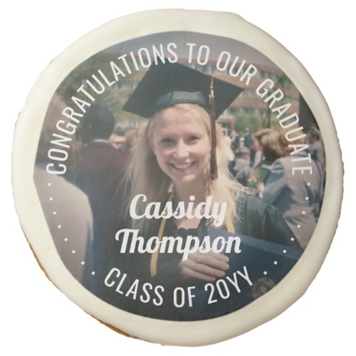 Any Text Graduation Photo Simple Modern Congrats Sugar Cookie