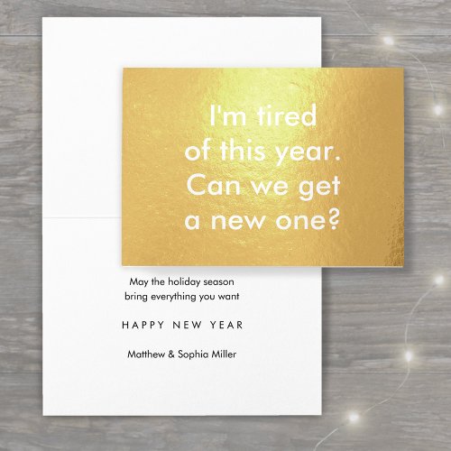 Any Text Happy New Year Goodbye Simple Typography Foil Card