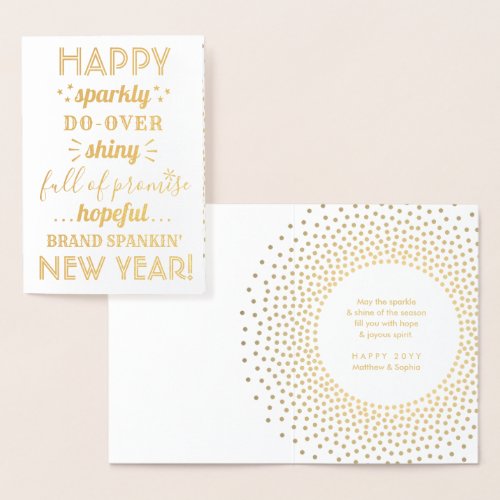 Any Text Happy New Year Modern Do_Over Hope Gold Foil Card