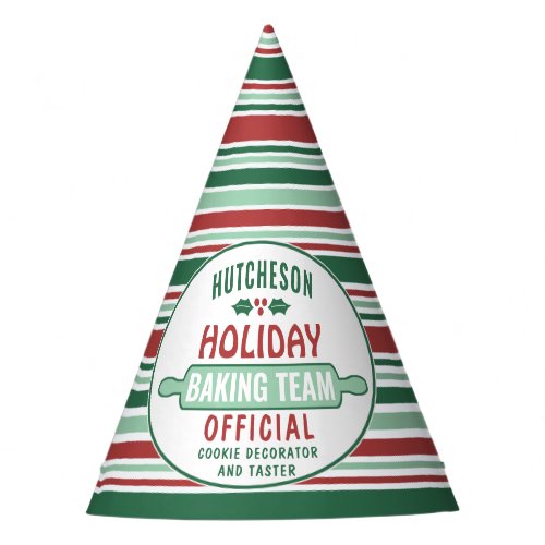 Any Text Holiday Baking Team Red  Green Christmas Party Hat