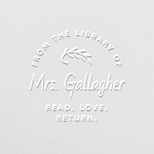 Any Text Library Bookplate Elegant Botanical Embosser