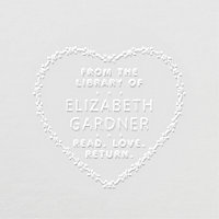 Any Text Library Bookplate Elegant Floral Heart