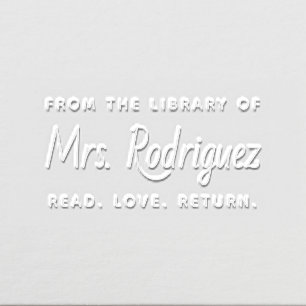 Any Text Library Bookplate Simple Elegant 1"x2" Embosser