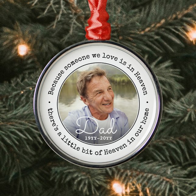 Any Text Memorial Photo Someone in Heaven Simple Metal Ornament (Creator Uploaded)