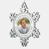 Any Text Memorial Photo Someone in Heaven Simple Snowflake Pewter Christmas Ornament (Right)