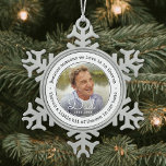 Any Text Memorial Photo Someone in Heaven Simple Snowflake Pewter Christmas Ornament<br><div class="desc">Honor a departed loved one for the holidays with a custom photo pewter snowflake Christmas ornament. Picture and all text on this template are simple to personalize, including quote that reads "Because someone we love is in heaven, there's a little bit of Heaven in our home." (IMAGE PLACEMENT TIP: An...</div>
