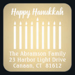 Any Text Menorah Faux Foil Return Address Labels<br><div class="desc">Add a chic holiday card finishing touch with these elegant white and faux gold foil glossy return address labels / envelope seals. All text can easily be customized with name and address. Modern minimalist design features the lit candles of a menorah and stylish script and calligraphy style typography. Happy Hanukkah!...</div>
