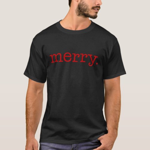Any Text Minimalist Red merry Modern Christmas T_Shirt