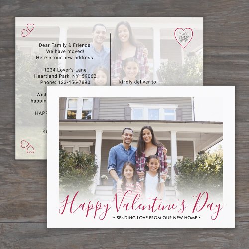 Any Text New Address Valentines Day Photo Moving Announcement Postcard
