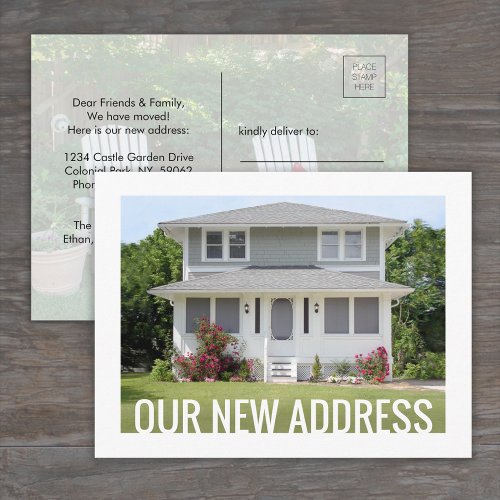 Any Text New Home Address Change 2 Photo Moving Announcement Postcard