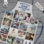 Any Text Photo Collage Best Dad Gray Blue Grilling Apron<br><div class="desc">Celebrate the simple joys of family and kids with an elegant custom photo collage blue and grey apron. Pictures and all text are simple to customize. "World's Best Dad and Grillmaster Ever Est. 20YY" can include kids names and be personalized for Daddy, Pop, Papa, Grandpa, etc. IMAGE PLACEMENT TIP: An...</div>