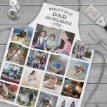 Any Text Photo Collage Best Dad Gray White Grill Apron<br><div class="desc">Celebrate the simple joys of family and kids with an elegant custom photo collage gray and white apron. Pictures and all text are simple to customize. Quote that reads "World's Best Dad and Grillmaster Ever Est. 20YY" can include kids names and be personalized for Daddy, Pop, Papa, Grandpa, etc. IMAGE...</div>