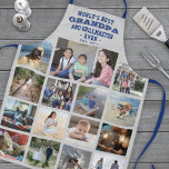Any Text Photo Collage Best Grandpa Ever Blue Gray Apron<br><div class="desc">Celebrate the simple joys of family and kids with an elegant custom photo collage blue and grey apron. Pictures and all text are simple to customize. Quote that reads "World's Best Grandpa and Grillmaster Ever Est. 20YY" can include grandkids names and be personalized for Papa, Pop-pop, Paw-paw, Grandad, Grampa, Big...</div>