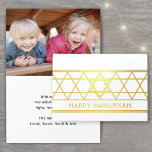 Any Text Photo Happy Hanukkah Modern Star of David Foil Card<br><div class="desc">Send elegant Hanukkah wishes with the luxe shine of gold real foil. Photo and all text are simple to customize for any Jewish holiday or occasion. Design features a geometric Star of David inspired by vintage art deco, modern minimalist typography, and one picture of your choice. Please note that interior...</div>