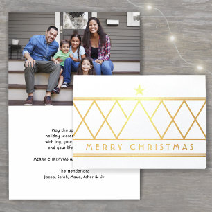 Any Text & Photo Modern Minimalist Merry Christmas Foil Card