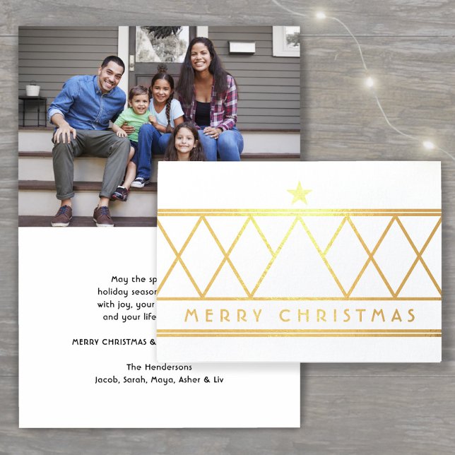 Any Text & Photo Modern Minimalist Merry Christmas Foil Card (Creator Uploaded)