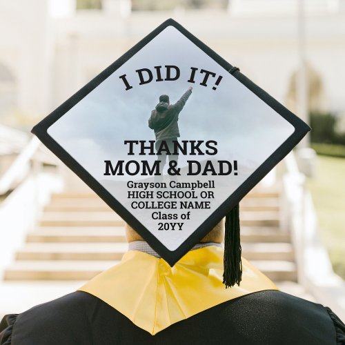 Any Text  Photo Overlay Thanks Class Year School Graduation Cap Topper