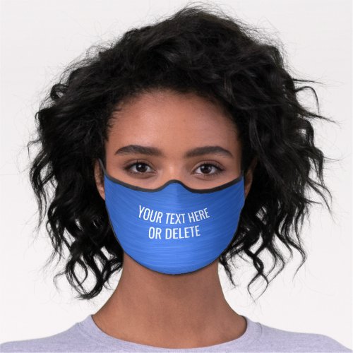 Any Text  Quote Heathered Pattern Elegant Blue Premium Face Mask