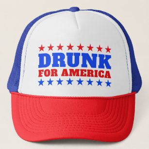 Any Text Red White and Blue Drunk for America Trucker Hat