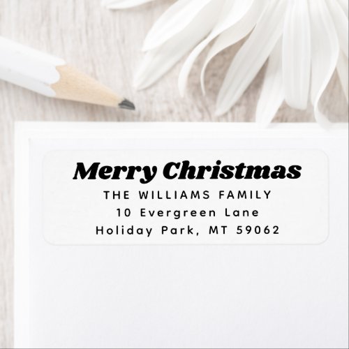 Any Text Retro Typography Christmas Return Address Label