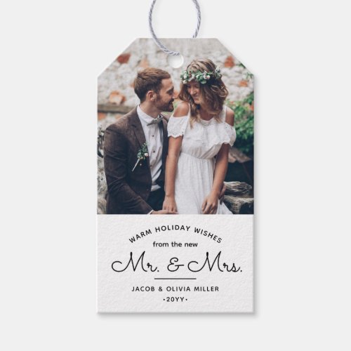 Any Text Simple 2 Photo Newlyweds New Mr  Mrs Gift Tags