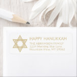 Any Text Star of David Hanukkah Return Address Label<br><div class="desc">Add the perfect holiday, invitation, or thank you card finishing touch with these elegant white and gold return address labels. The gold is non-metallic printed color, not foil. All text can easily be customized with any greeting, name, and address. Design features a chic stylish geometric Star of David with simple...</div>