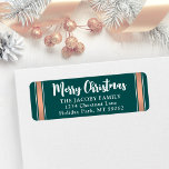 Any Text Teal & Rose Gold Christmas Return Address Label<br><div class="desc">Add a festive finishing touch to holiday card envelopes with customized teal, rose gold and white return address labels. All text on this template is simple to personalize with any wording, such as Merry Christmas, Happy Holidays, Seasons Greetings, or Happy New Year. As an option, change the greeting to your...</div>