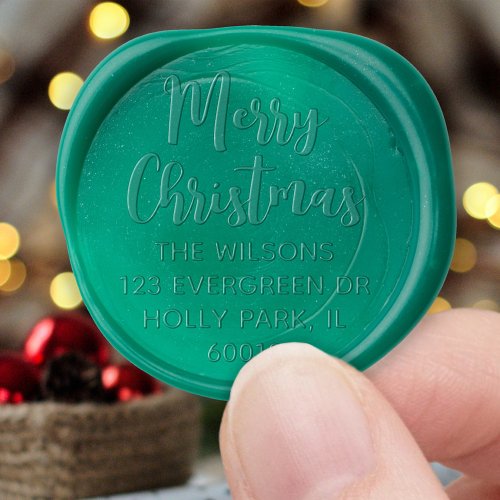 Any Text Trendy Script Christmas Return Address Wax Seal Sticker